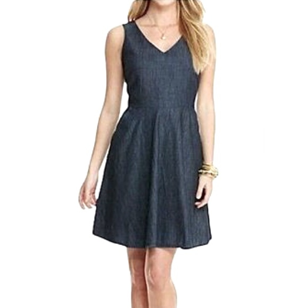 Vineyard Vines Size 12 Dark Chambray Classic Navy Fit & Flare Mini Dress ~Resort